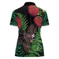 Meri Kirihimete New Zealand Women Polo Shirt Piwakawaka Koru Fern Mix Pohutukawa LT14 - Polynesian Pride