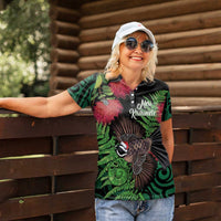 Meri Kirihimete New Zealand Women Polo Shirt Piwakawaka Koru Fern Mix Pohutukawa LT14 - Polynesian Pride