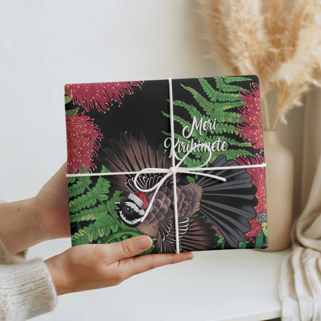 Meri Kirihimete New Zealand Wrapping Paper Piwakawaka Koru Fern Mix Pohutukawa LT14 - Polynesian Pride