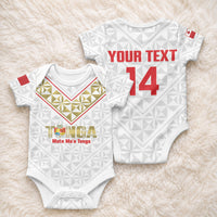 Mate Maa Tonga Rugby Custom Baby Onesie 2026 Tongan Ngatu Pattern LT14 - Polynesian Pride