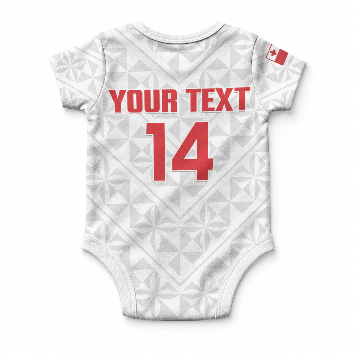 Mate Maa Tonga Rugby Custom Baby Onesie 2026 Tongan Ngatu Pattern LT14 - Polynesian Pride