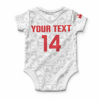 Mate Maa Tonga Rugby Custom Baby Onesie 2026 Tongan Ngatu Pattern LT14 - Polynesian Pride