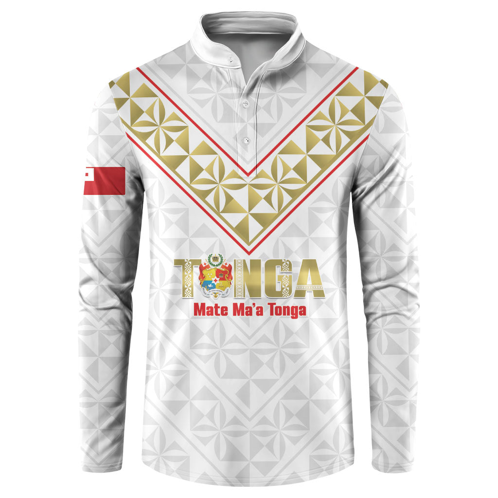 Mate Maa Tonga Rugby Custom Button Sweatshirt 2026 Tongan Ngatu Pattern