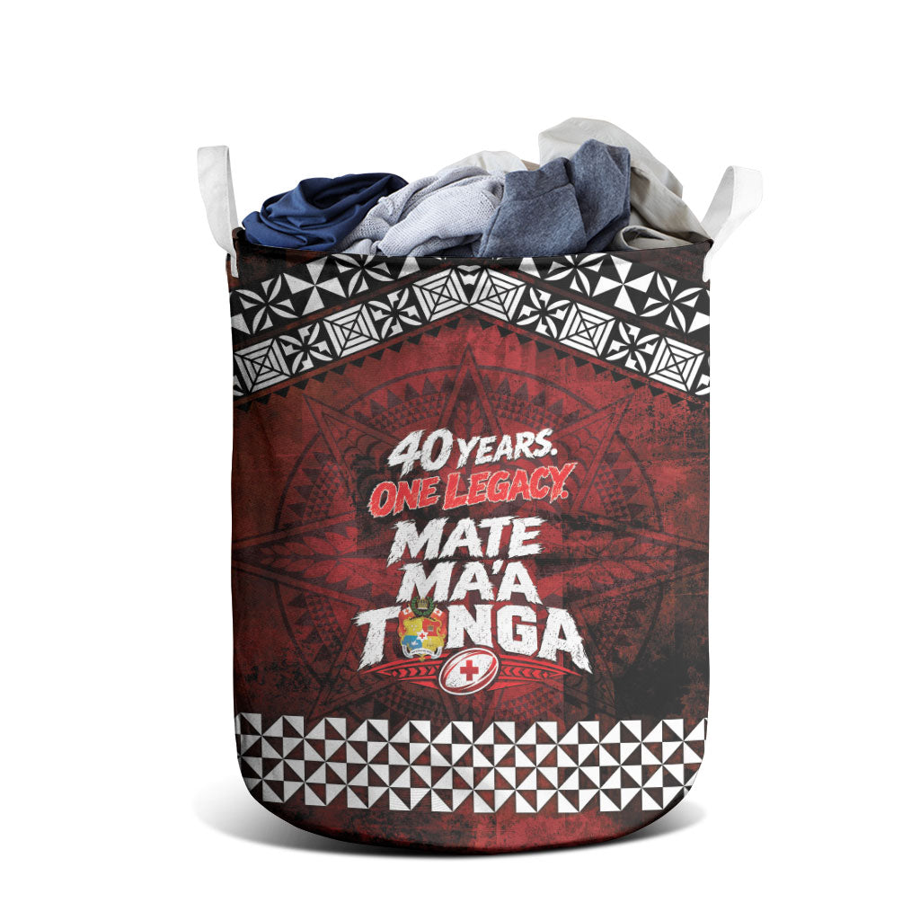 Mate Maa Tonga Rugby 2026 Laundry Basket 40 Years Anniversary One Legacy LT14 - Polynesian Pride