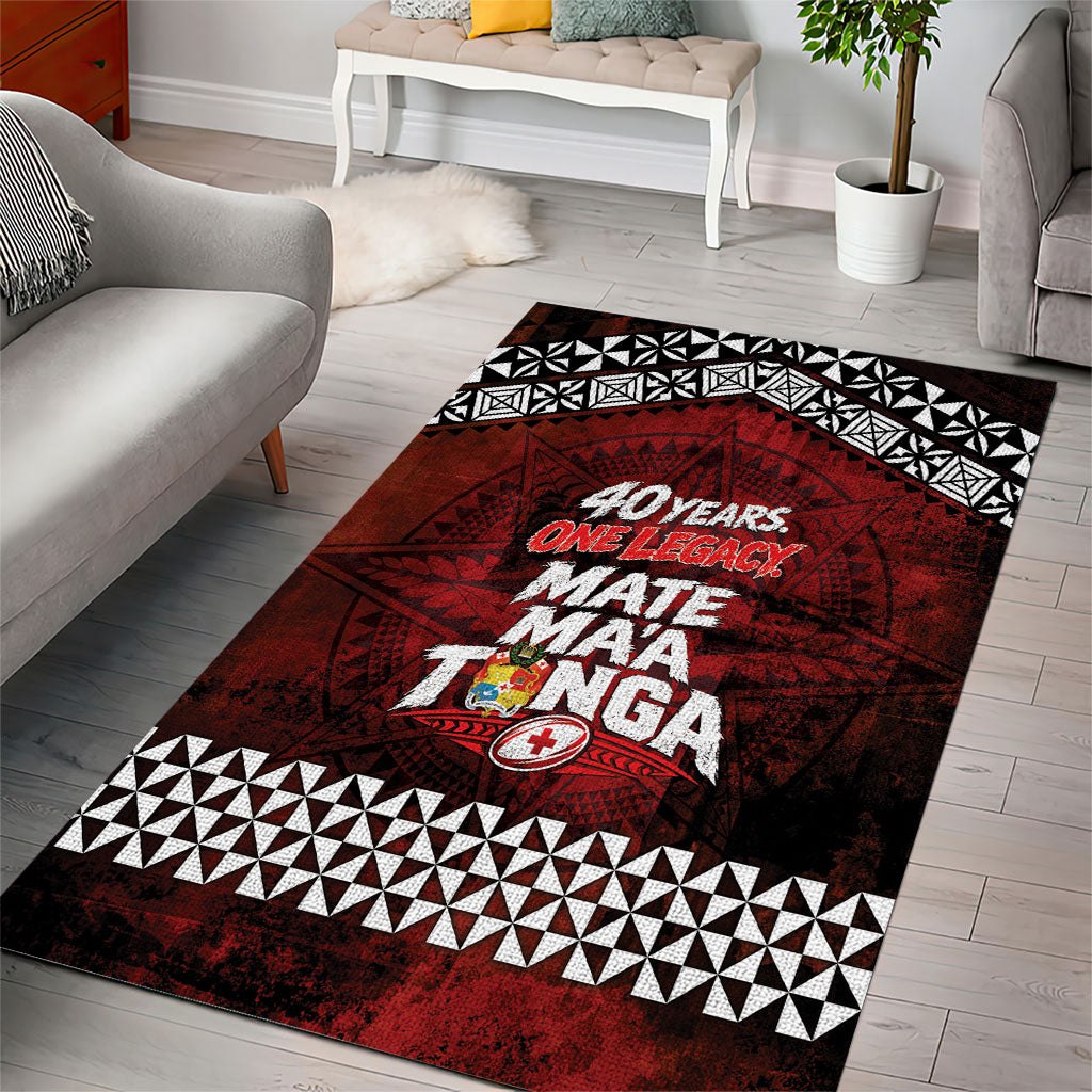 Mate Maa Tonga Rugby 2026 Area Rug 40 Years Anniversary One Legacy LT14 - Polynesian Pride