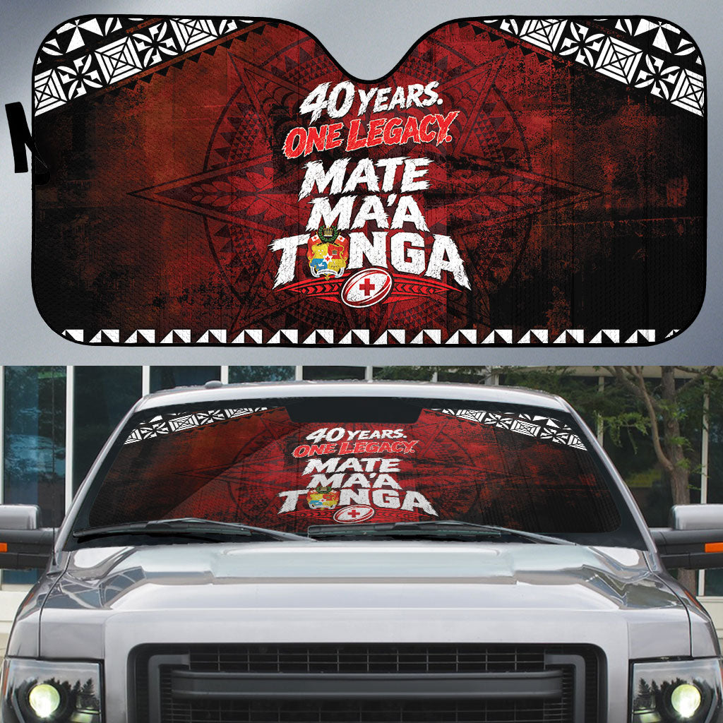 Mate Maa Tonga Rugby 2026 Auto Sun Shade 40 Years Anniversary One Legacy LT14 Red - Polynesian Pride
