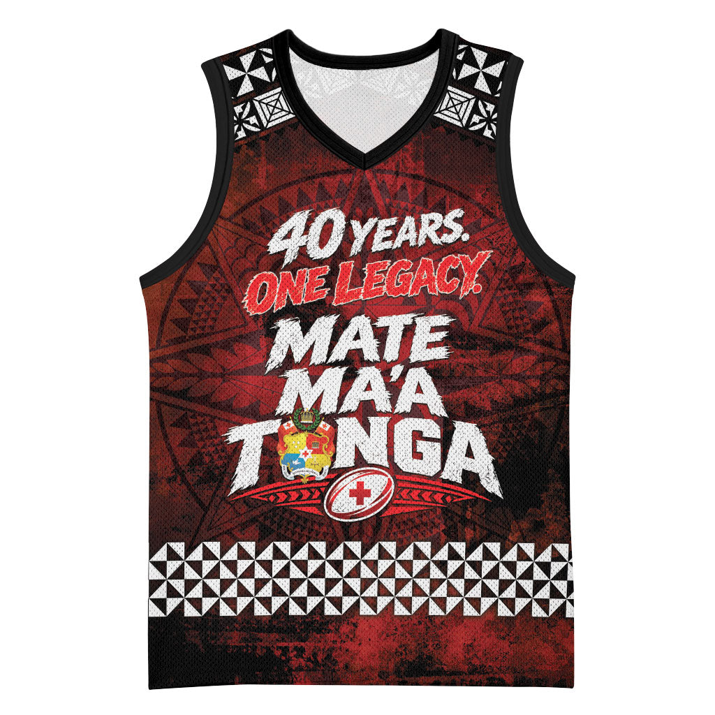 Mate Maa Tonga Rugby 2026 Basketball Jersey 40 Years Anniversary One Legacy