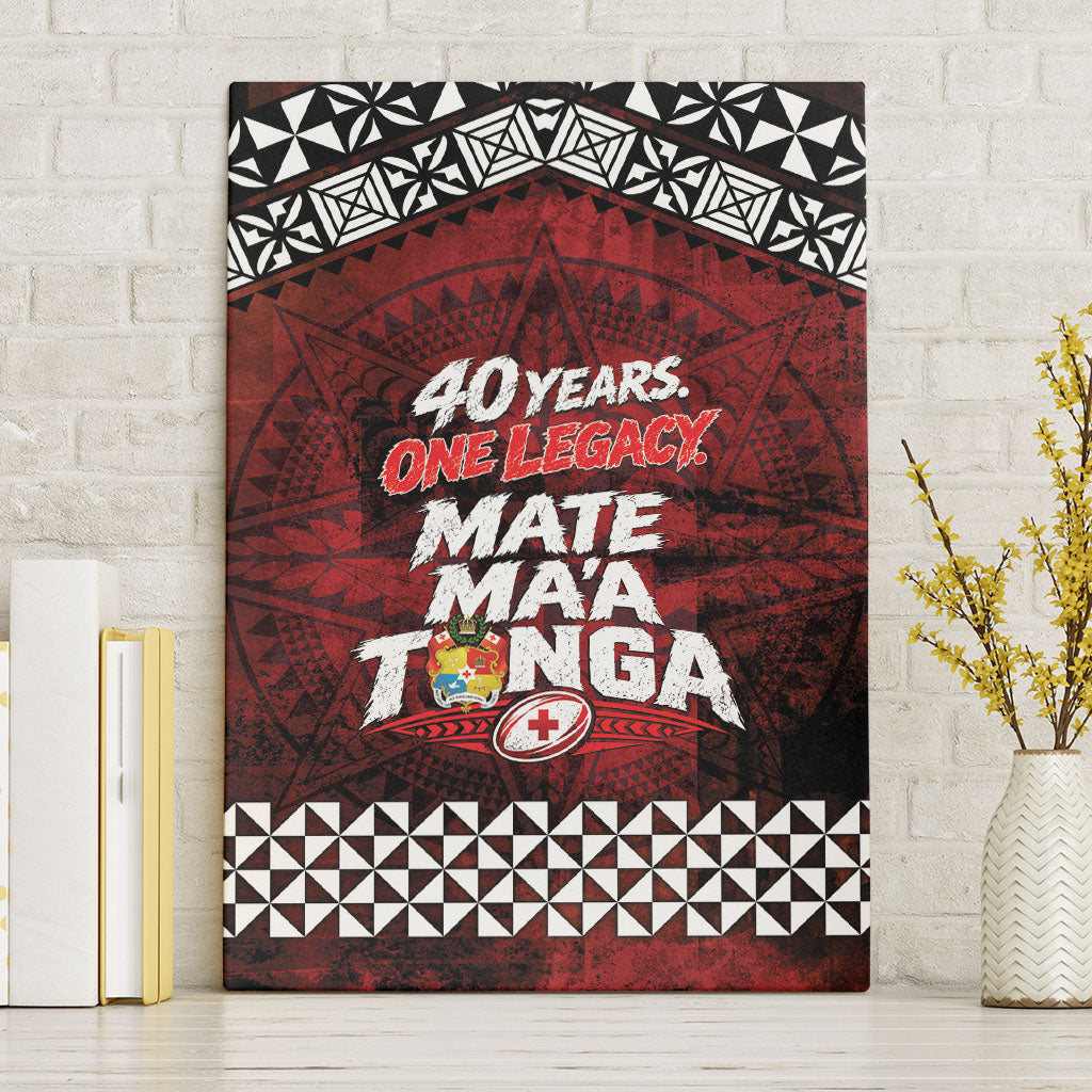 Mate Maa Tonga Rugby 2026 Canvas Wall Art 40 Years Anniversary One Legacy LT14 Without Frame Red - Polynesian Pride
