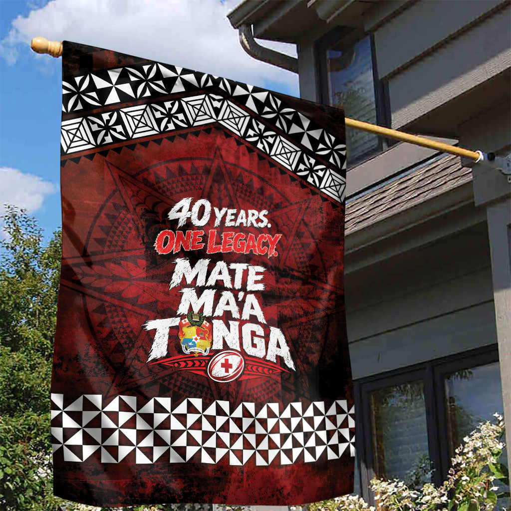 Mate Maa Tonga Rugby 2026 Garden Flag 40 Years Anniversary One Legacy LT14 - Polynesian Pride