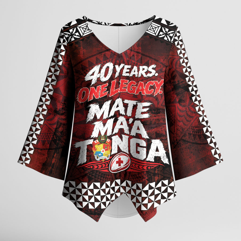 Mate Maa Tonga Rugby 2026 Kimono Sleeve Blouse 40 Years Anniversary One Legacy