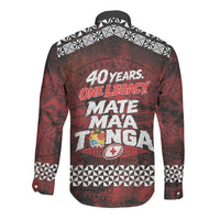 Mate Maa Tonga Rugby 2026 Long Sleeve Button Shirt 40 Years Anniversary One Legacy LT14 - Polynesian Pride