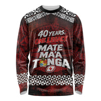 Mate Maa Tonga Rugby 2026 Long Sleeve Shirt 40 Years Anniversary One Legacy LT14 Unisex Red - Polynesian Pride