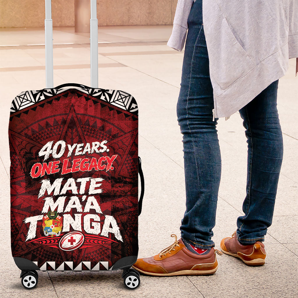 Mate Maa Tonga Rugby 2026 Luggage Cover 40 Years Anniversary One Legacy LT14 Red - Polynesian Pride