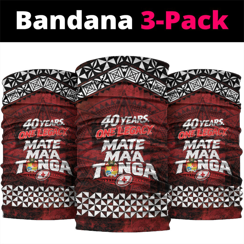 Mate Maa Tonga Rugby 2026 Neck Gaiter 40 Years Anniversary One Legacy LT14 package One Size: 25*50cm Red - Polynesian Pride