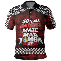 Mate Maa Tonga Rugby 2026 Polo Shirt 40 Years Anniversary One Legacy LT14 Red - Polynesian Pride