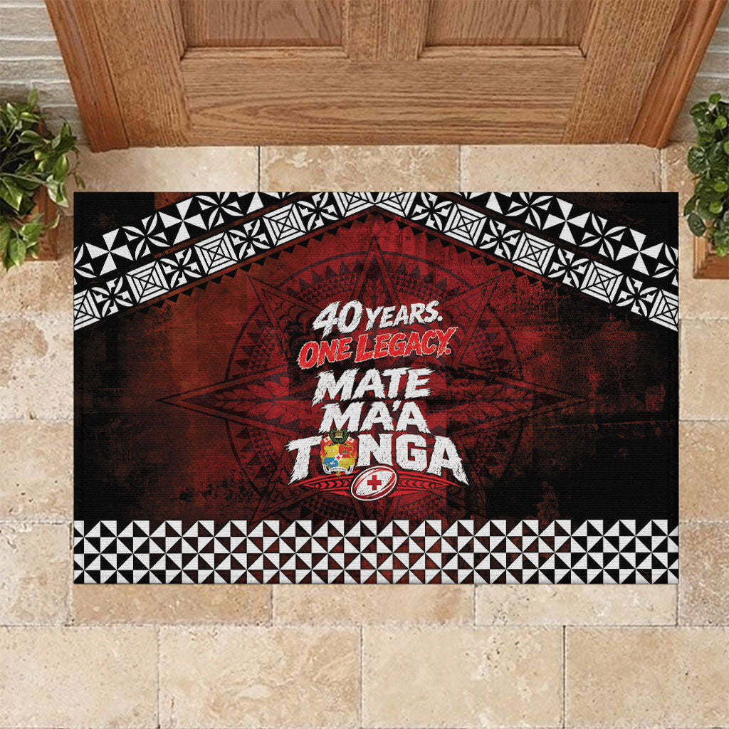 Mate Maa Tonga Rugby 2026 Rubber Doormat 40 Years Anniversary One Legacy