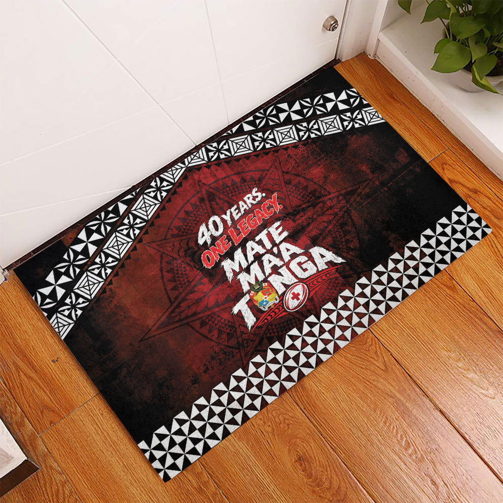 Mate Maa Tonga Rugby 2026 Rubber Doormat 40 Years Anniversary One Legacy LT14 - Polynesian Pride
