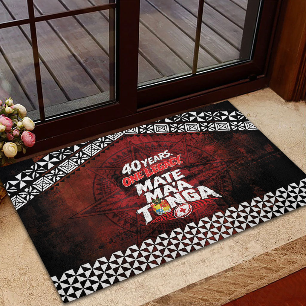 Mate Maa Tonga Rugby 2026 Rubber Doormat 40 Years Anniversary One Legacy LT14 - Polynesian Pride