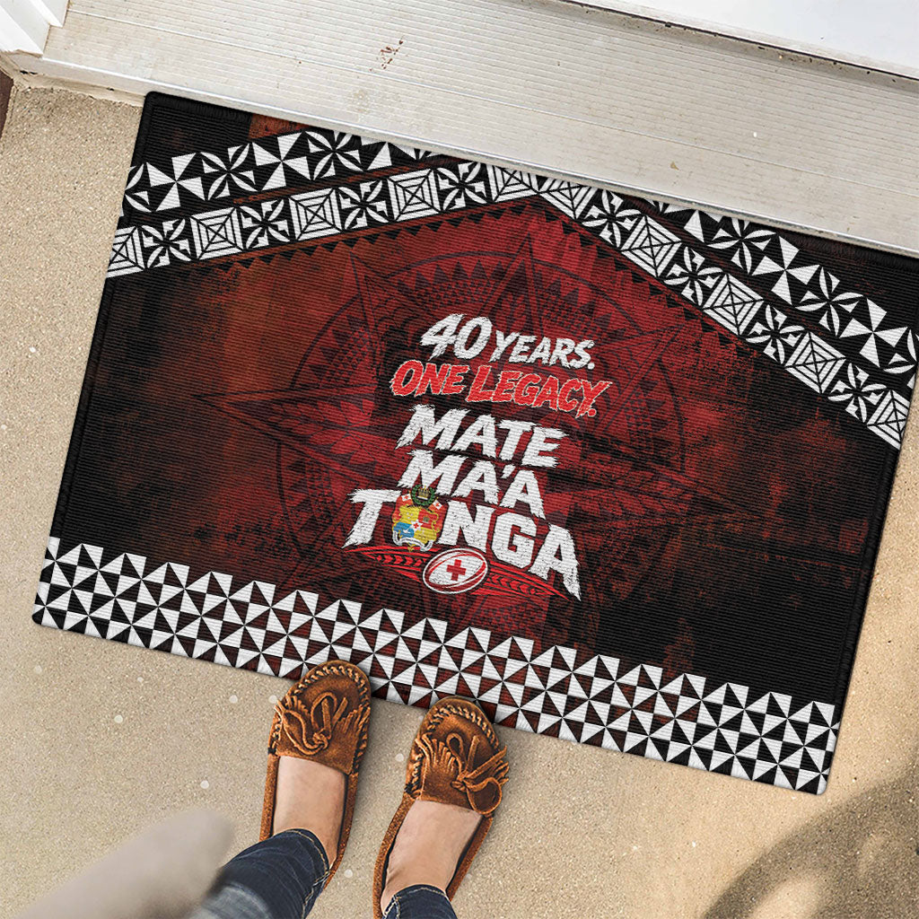 Mate Maa Tonga Rugby 2026 Rubber Doormat 40 Years Anniversary One Legacy LT14 - Polynesian Pride