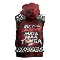 Mate Maa Tonga Rugby 2026 Sleeveless Zip Hoodie 40 Years Anniversary One Legacy LT14 - Polynesian Pride