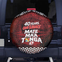 Mate Maa Tonga Rugby 2026 Spare Tire Cover 40 Years Anniversary One Legacy LT14 No hole Red - Polynesian Pride