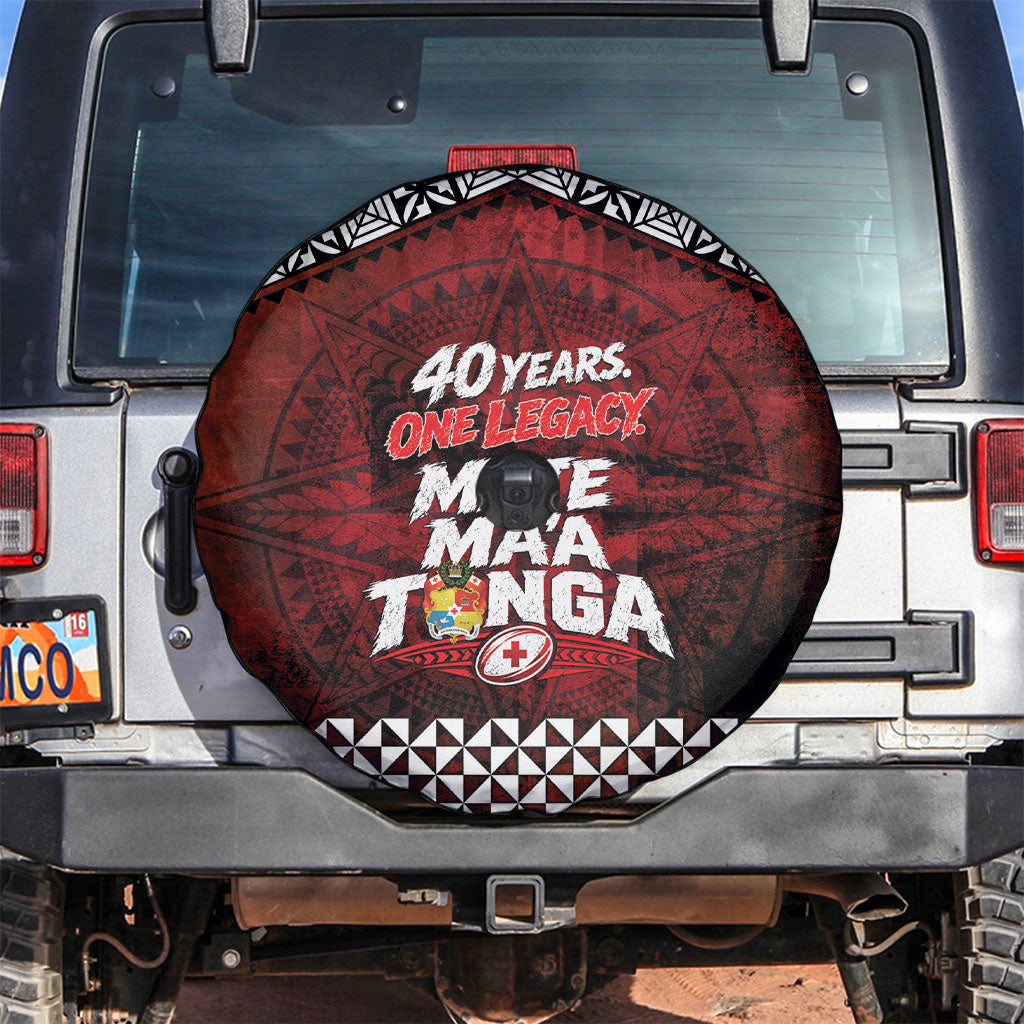 Mate Maa Tonga Rugby 2026 Spare Tire Cover 40 Years Anniversary One Legacy LT14 Red - Polynesian Pride