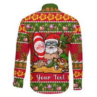 Personalised Hawaii Surfing Santa Christmas Family Matching Long Sleeve Bodycon Dress and Hawaiian Shirt Tropical Pineapple Mele Kalikimaka Quilt Pattern LT14 - Polynesian Pride