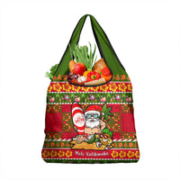 Hawaii Surfing Santa Christmas Grocery Bag Tropical Pineapple Mele Kalikimaka Quilt Pattern LT14 1-pack One Size Red - Polynesian Pride