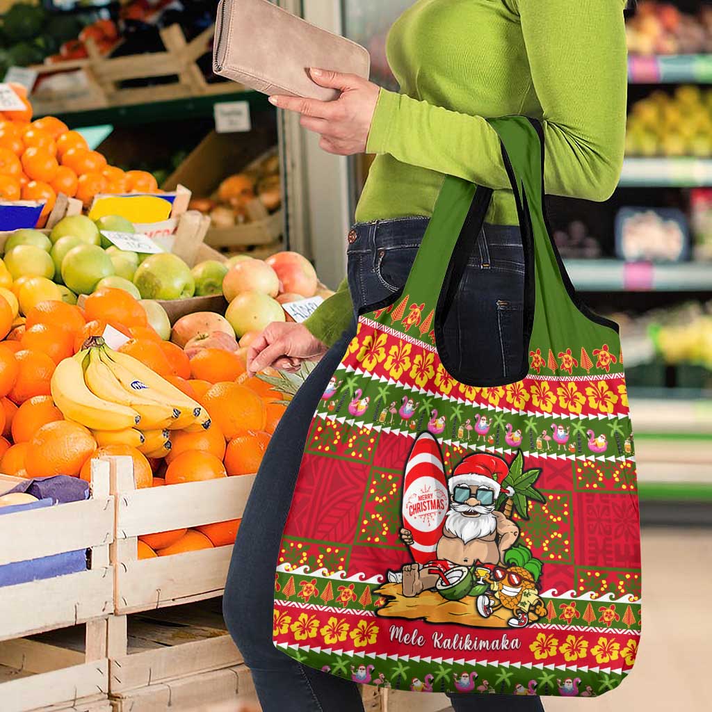Hawaii Surfing Santa Christmas Grocery Bag Tropical Pineapple Mele Kalikimaka Quilt Pattern LT14 - Polynesian Pride