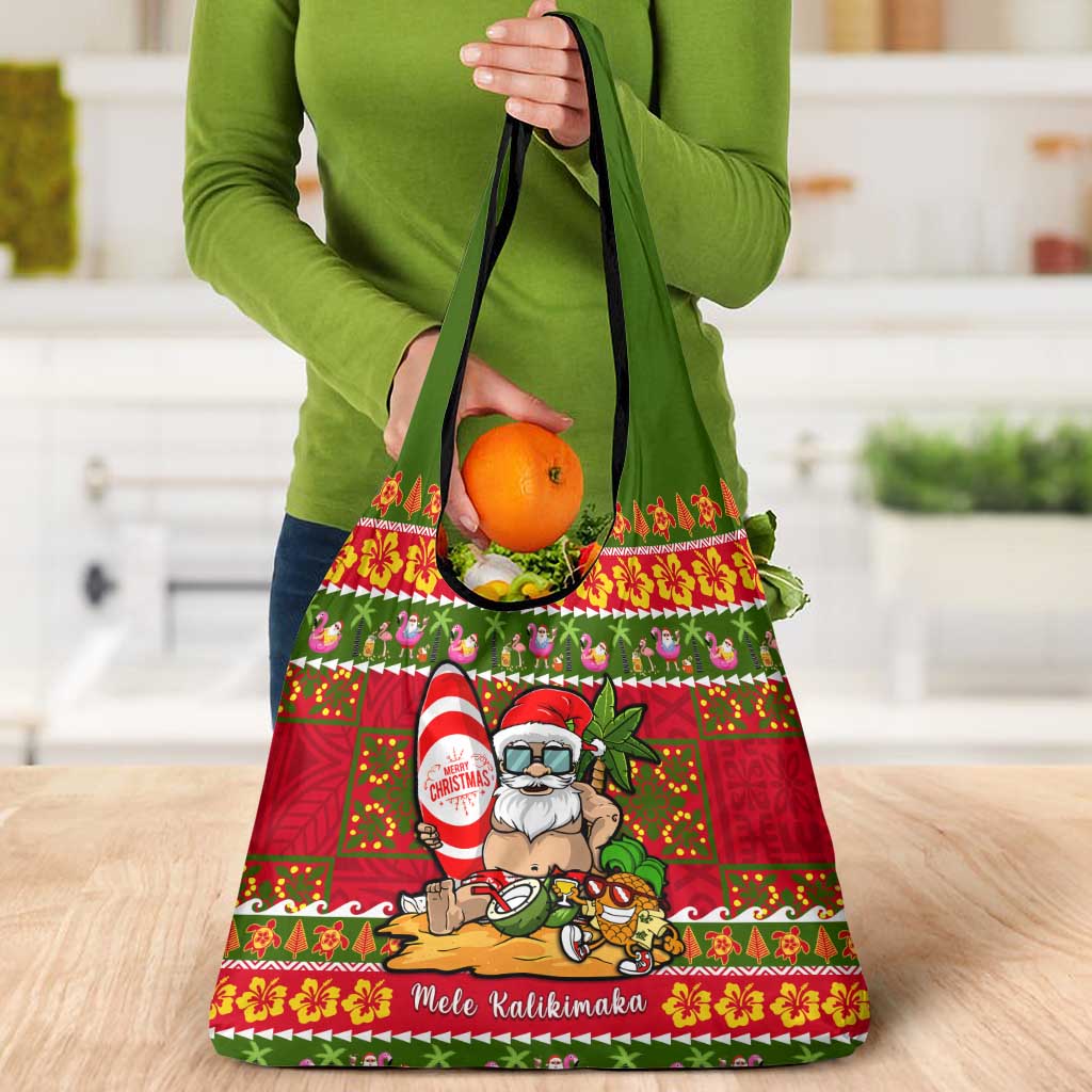 Hawaii Surfing Santa Christmas Grocery Bag Tropical Pineapple Mele Kalikimaka Quilt Pattern LT14 - Polynesian Pride