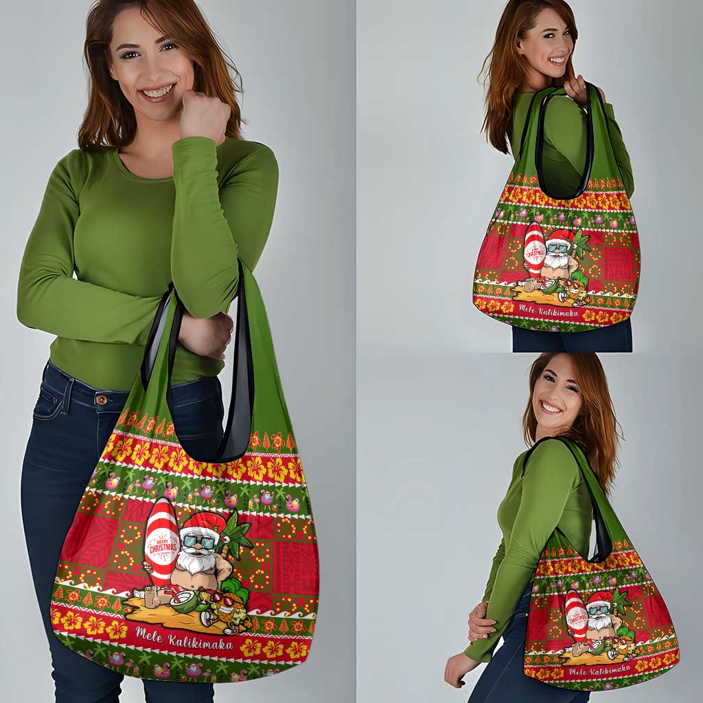 Hawaii Surfing Santa Christmas Grocery Bag Tropical Pineapple Mele Kalikimaka Quilt Pattern LT14 - Polynesian Pride