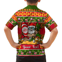 Personalised Hawaii Surfing Santa Christmas Kid Hawaiian Shirt Tropical Pineapple Mele Kalikimaka Quilt Pattern LT14 - Polynesian Pride