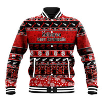 Personalised New Zealand Christmas Baseball Jacket Aotearoa Kiwi Meri Kirihimete Red Version LT14 Unisex Red - Polynesian Pride