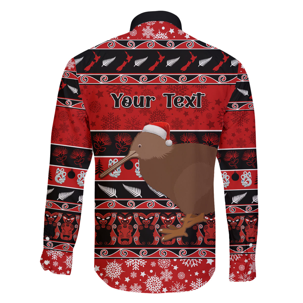 Personalised New Zealand Christmas Family Matching Puletasi Dress and Hawaiian Shirt Aotearoa Kiwi Meri Kirihimete Red Version LT14 - Polynesian Pride