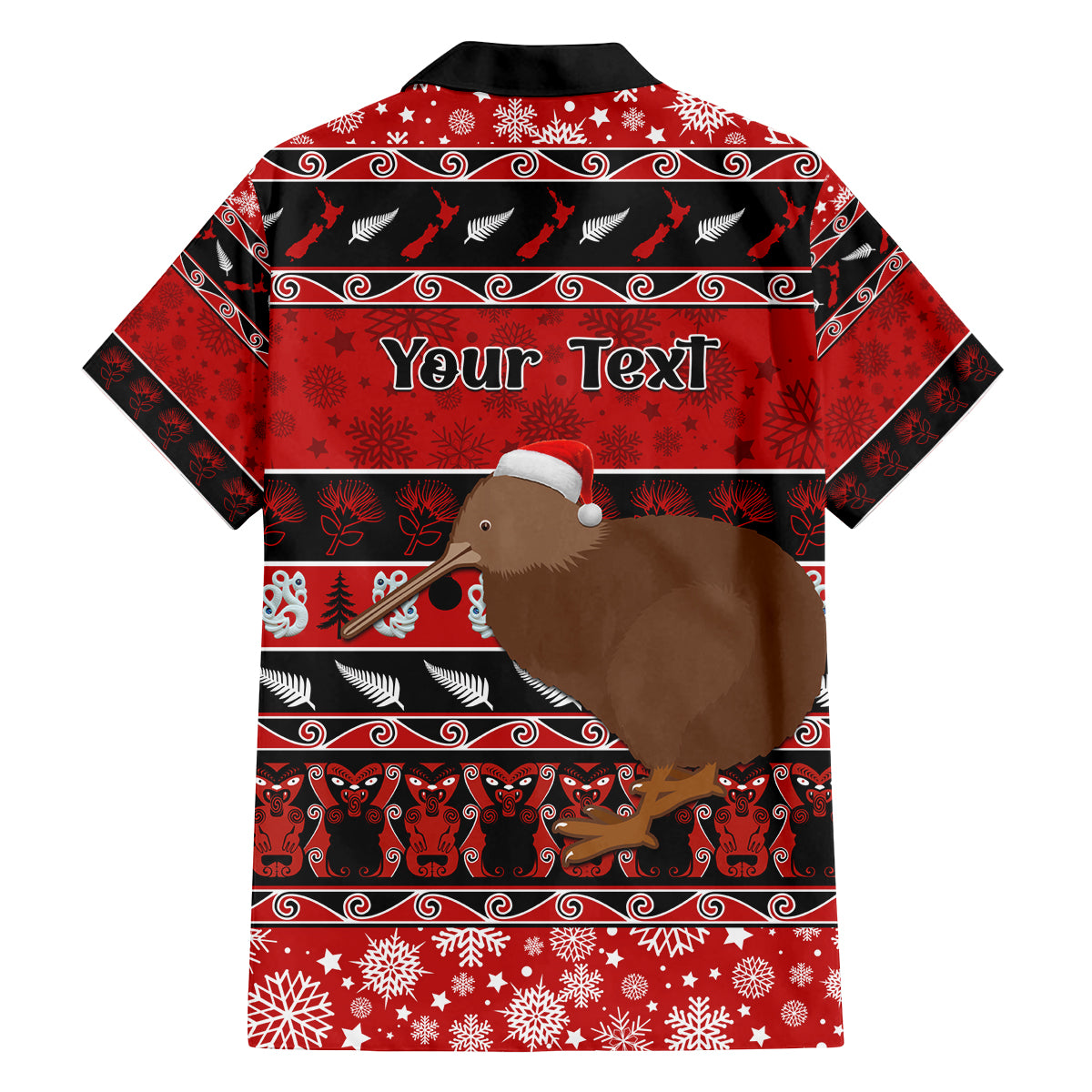 Personalised New Zealand Christmas Family Matching Tank Maxi Dress and Hawaiian Shirt Aotearoa Kiwi Meri Kirihimete Red Version LT14 - Polynesian Pride