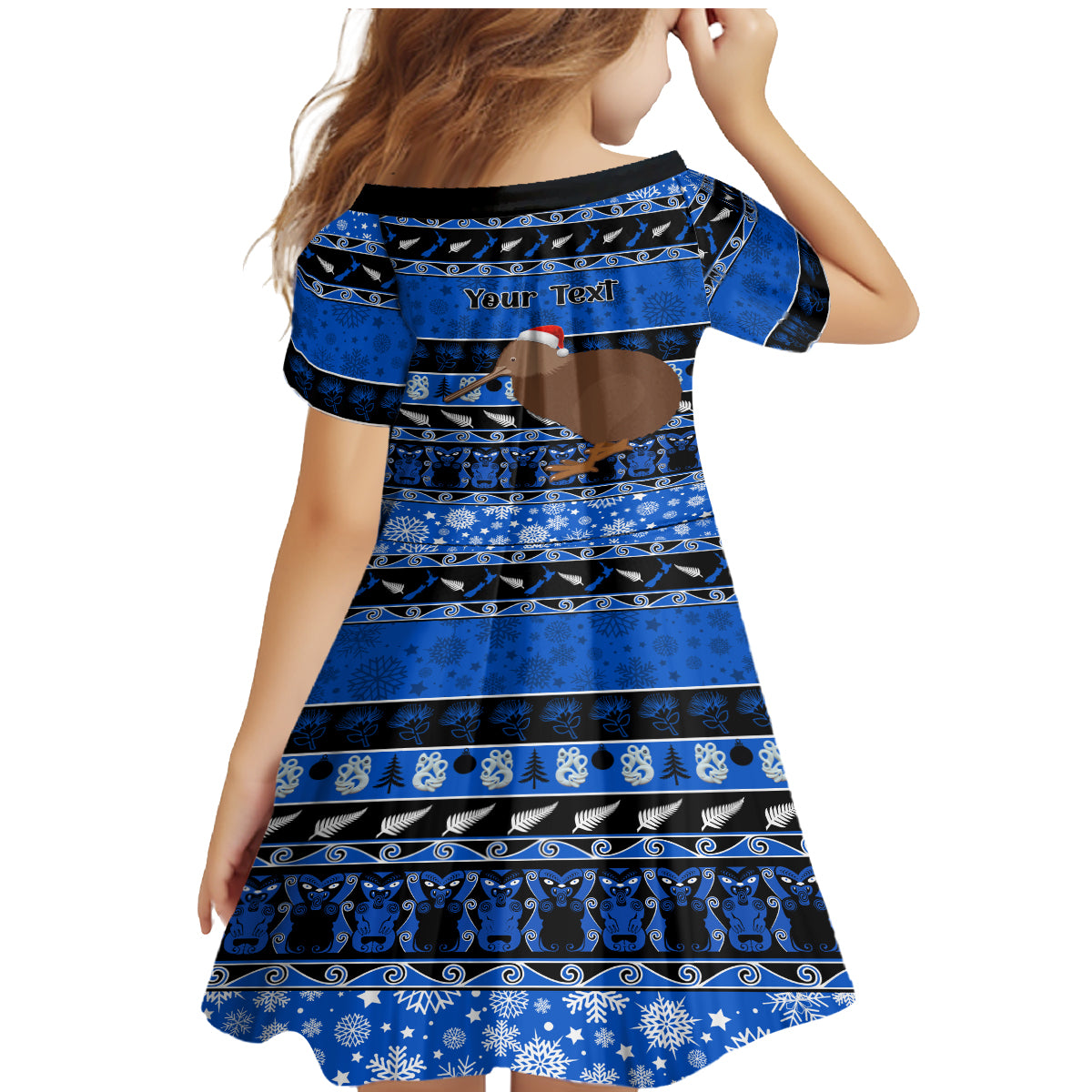 Personalised New Zealand Christmas Family Matching Mermaid Dress and Hawaiian Shirt Aotearoa Kiwi Meri Kirihimete Blue Version LT14 - Polynesian Pride