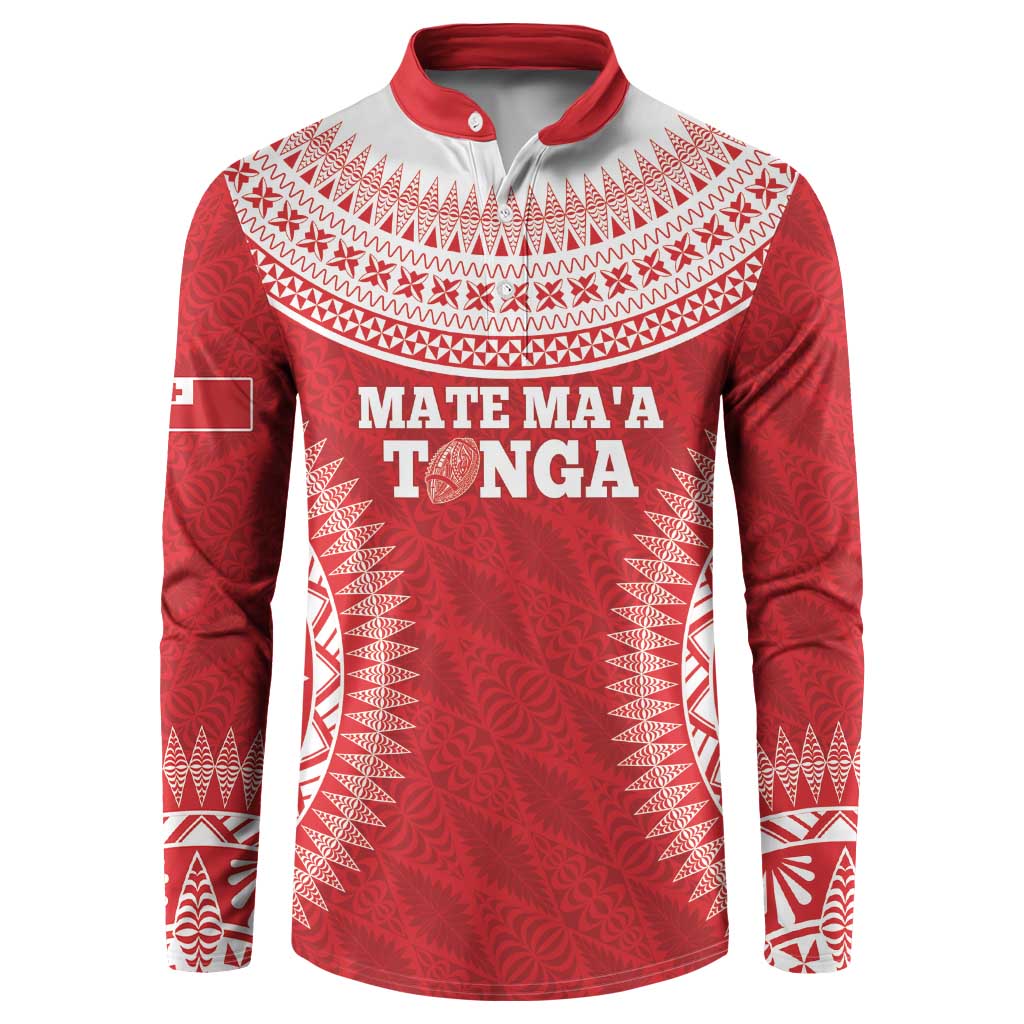 Custom Tonga Mate Maa Button Sweatshirt Go Champions Tongan Ngatu - Red