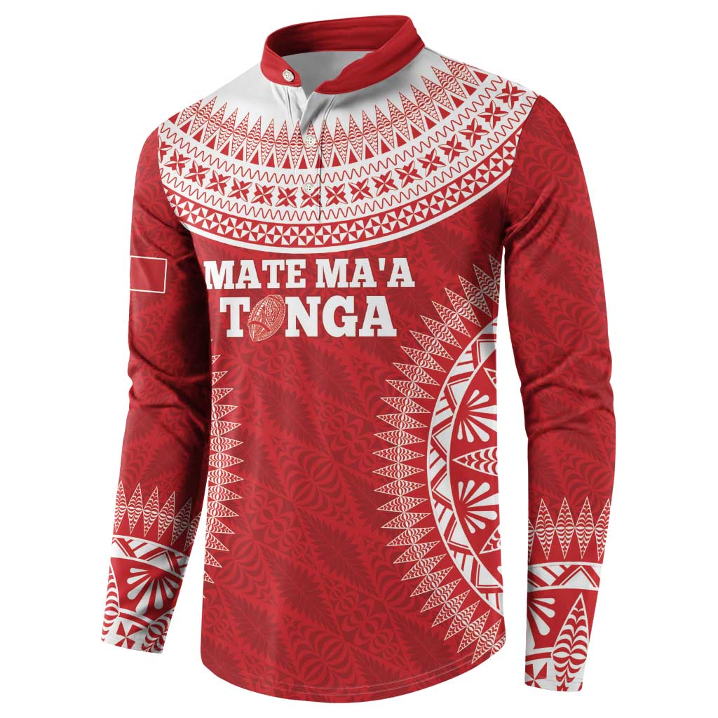 Custom Tonga Mate Maa Button Sweatshirt Go Champions Tongan Ngatu - Red