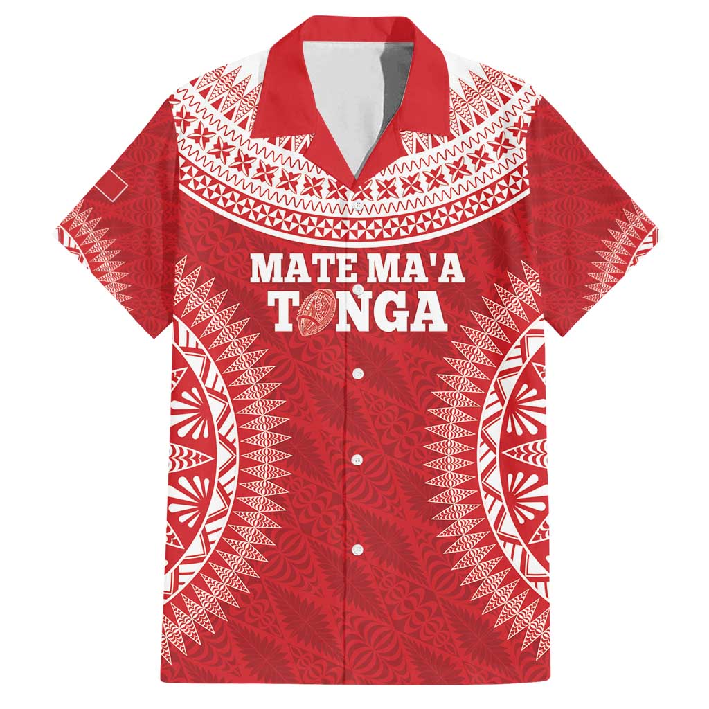 Custom Tonga Mate Maa Family Matching Long Sleeve Bodycon Dress and Hawaiian Shirt Go Champions Tongan Ngatu - Red