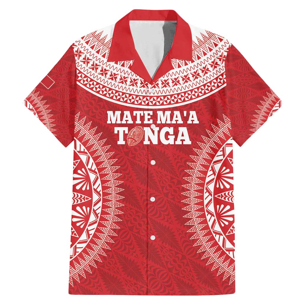 Custom Tonga Mate Maa Family Matching Mermaid Dress and Hawaiian Shirt Go Champions Tongan Ngatu - Red