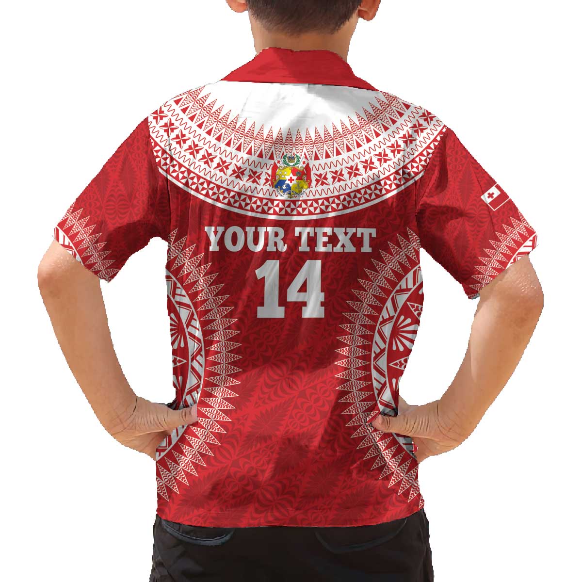 Custom Tonga Mate Maa Family Matching Off The Shoulder Long Sleeve Dress and Hawaiian Shirt Go Champions Tongan Ngatu - Red LT14 - Polynesian Pride