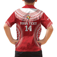 Custom Tonga Mate Maa Family Matching Off Shoulder Maxi Dress and Hawaiian Shirt Go Champions Tongan Ngatu - Red LT14 - Polynesian Pride