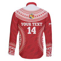 Custom Tonga Mate Maa Family Matching Off Shoulder Short Dress and Hawaiian Shirt Go Champions Tongan Ngatu - Red LT14 - Polynesian Pride