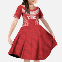 Custom Tonga Mate Maa Family Matching Tank Maxi Dress and Hawaiian Shirt Go Champions Tongan Ngatu - Red LT14 Daughter's Dress Red - Polynesian Pride