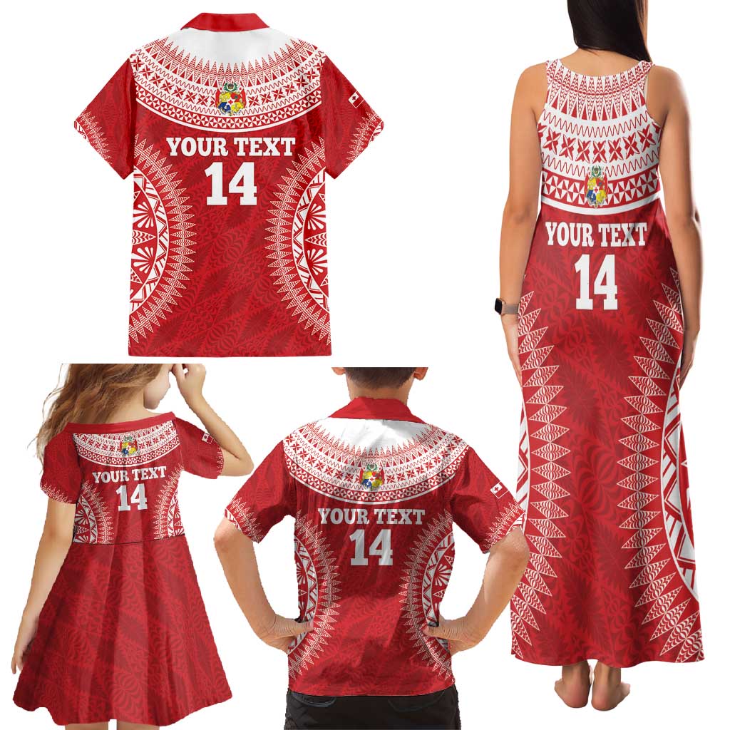 Custom Tonga Mate Maa Family Matching Tank Maxi Dress and Hawaiian Shirt Go Champions Tongan Ngatu - Red LT14 - Polynesian Pride