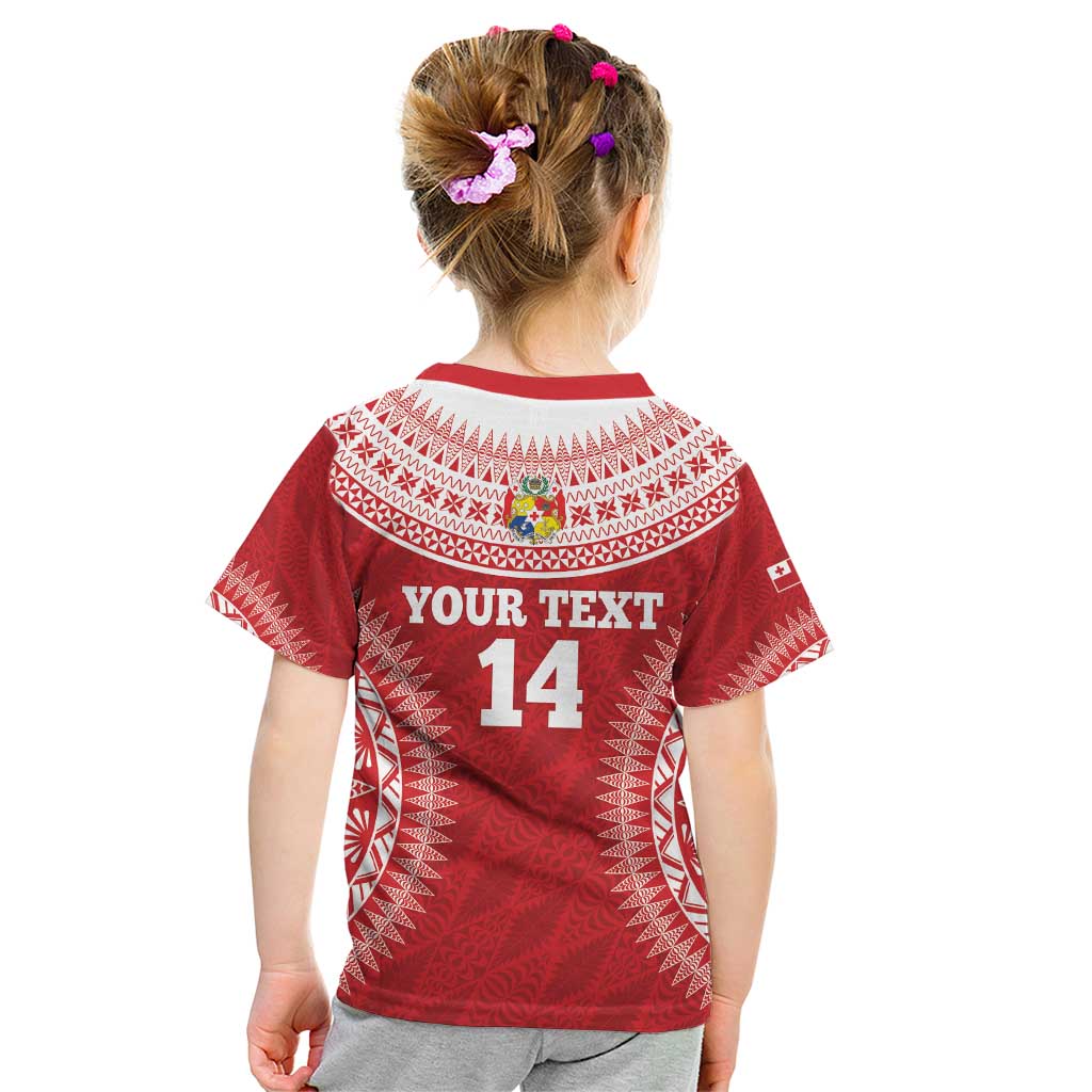 Custom Tonga Mate Maa Kid T Shirt Go Champions Tongan Ngatu - Red