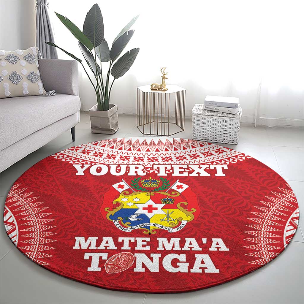 Custom Tonga Mate Maa Round Carpet Go Champions Tongan Ngatu - Red