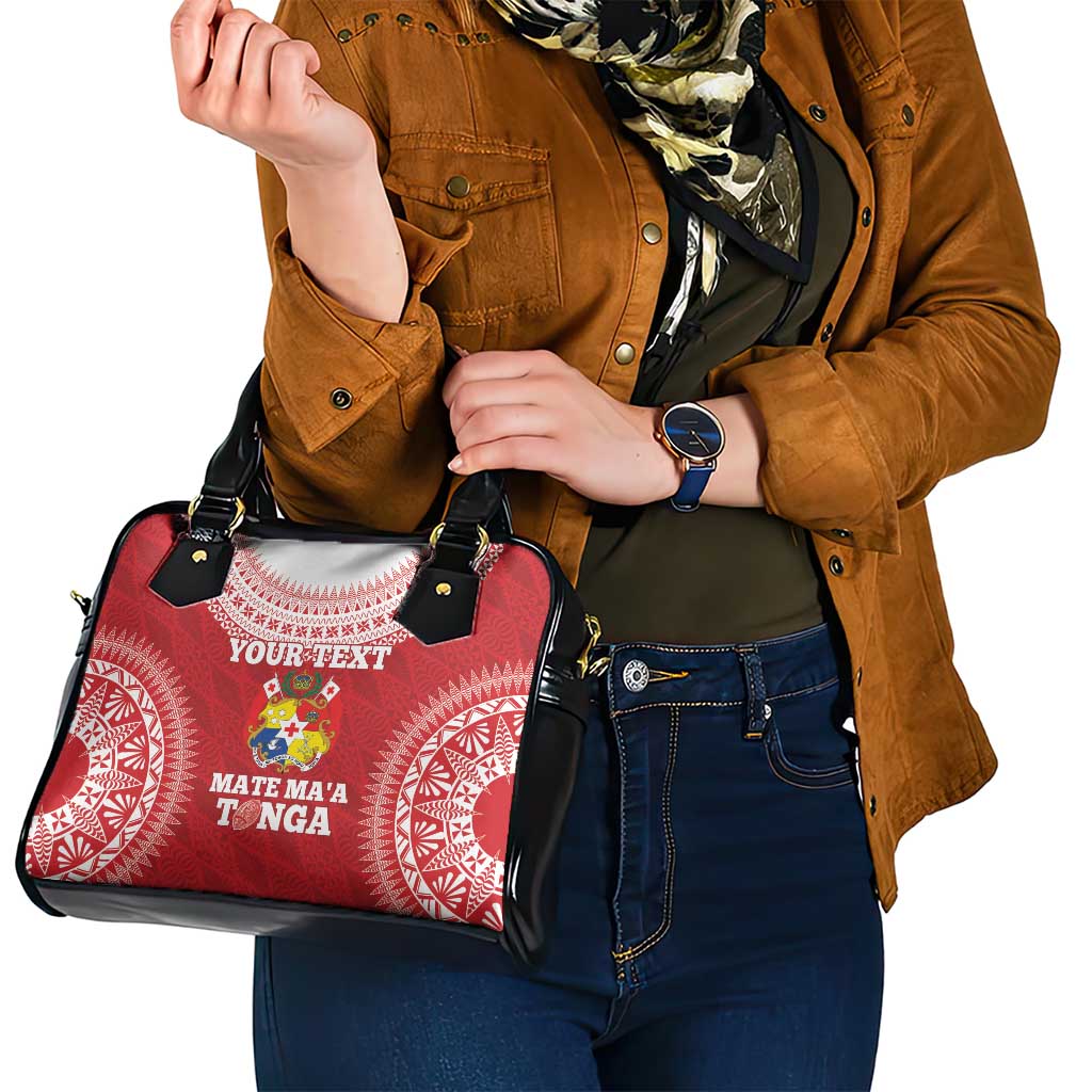 Custom Tonga Mate Maa Shoulder Handbag Go Champions Tongan Ngatu - Red