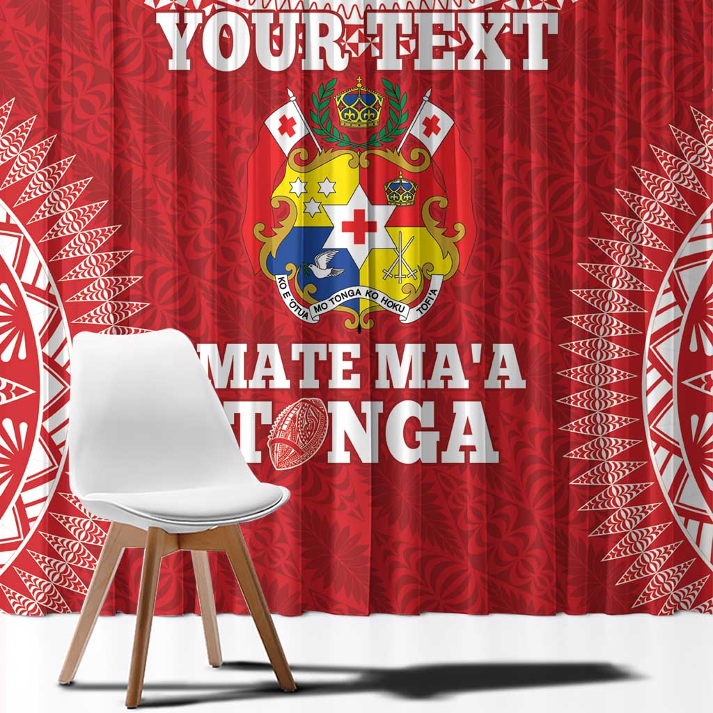Custom Tonga Mate Maa Window Curtain Go Champions Tongan Ngatu - Red