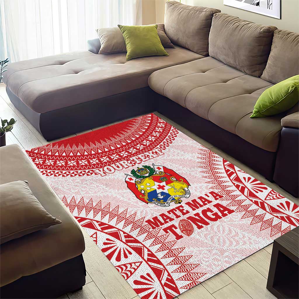 Custom Tonga Mate Maa Area Rug Go Champions Tongan Ngatu - White
